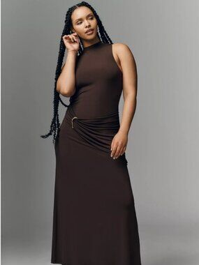 Anthropology Ruched Knit Maxi in Brown 3X